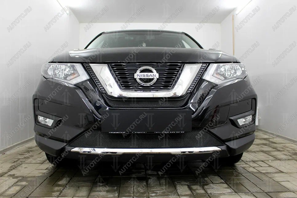 2 899 р. Защита радиатора (середина) Стрелка11 Стандарт  Nissan X-trail  3 T32 (2017-2022) рестайлинг (черная)  с доставкой в г. Воронеж