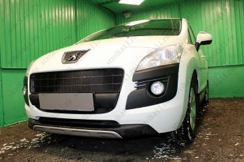 3 079 р. Защита радиатора (верх) Стрелка11 Стандарт Peugeot 3008 дорестайлинг (2009-2013) (черная)  с доставкой в г. Воронеж. Увеличить фотографию 1