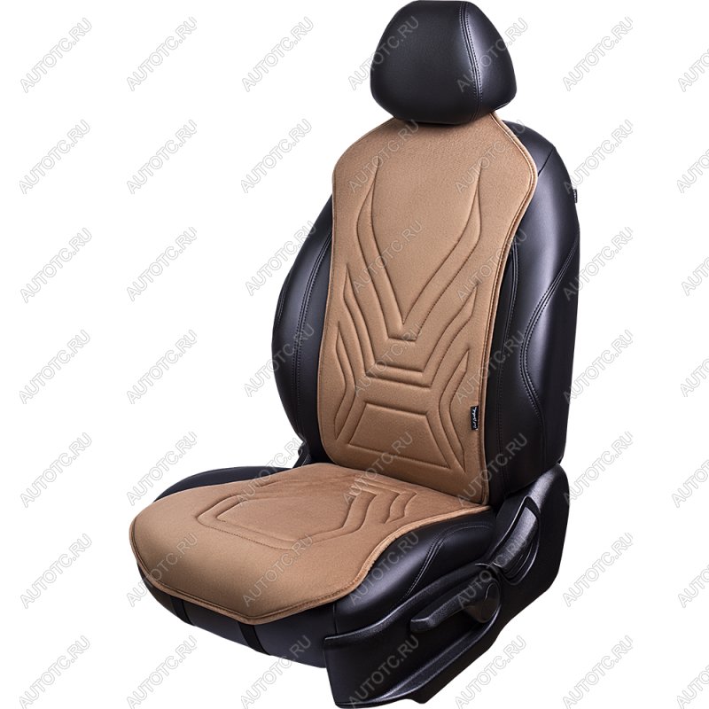 2 579 р. Накидка на сиденье (1 место Афины) ЛЮКС ст АЛЬБИОН Lord Autofashion   (бежевый, строчка коричневая)  с доставкой в г. Воронеж