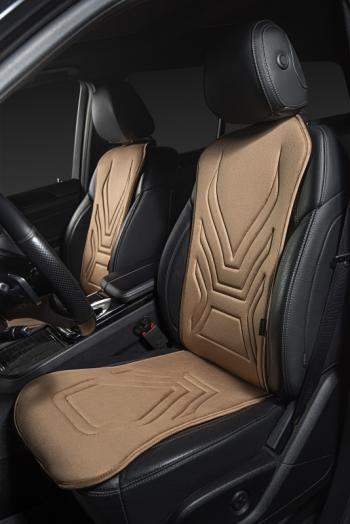2 579 р. Накидка на сиденье (1 место Афины) ЛЮКС ст АЛЬБИОН Lord Autofashion   (бежевый, строчка коричневая)  с доставкой в г. Воронеж. Увеличить фотографию 4