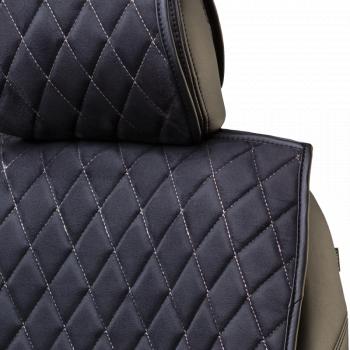 3 099 р. Накидка на сидение (2 места Софа) ТЕЙЛОР ст РОМБ Lord Autofashion   (черный, строчка бежевая)  с доставкой в г. Воронеж. Увеличить фотографию 2