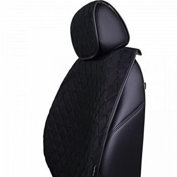 5 649 р. Накидка на сидение (5 мест Софа) ТЕЙЛОР ст РОМБ Lord Autofashion   (черный, строчка красная)  с доставкой в г. Воронеж. Увеличить фотографию 4