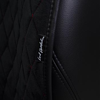 5 649 р. Накидка на сидение (5 мест Софа) ТЕЙЛОР ст РОМБ Lord Autofashion   (черный, строчка красная)  с доставкой в г. Воронеж. Увеличить фотографию 5