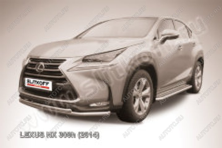 13 699 р. Защита переднего бампера d57+d42 двойная радиусная Slitkoff  Lexus NX300h  Z10 (2014-2017) дорестайлинг (нержавейка полированная)  с доставкой в г. Воронеж
