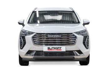 Защита переднего бампера d57+d57 двойная Slitkoff Haval Jolion дорестайлинг (2020-2024)