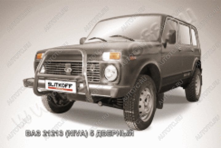 19 349 р. Защита переднего бампера кенгурятник d57 высокий Slitkoff  Лада нива 4х4  2131 (1993-2019) 5 дв. дорестайлинг (нержавейка полированная)  с доставкой в г. Воронеж