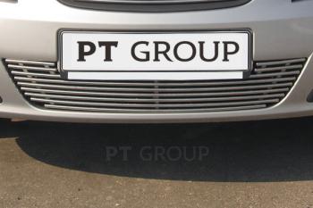 Накладка на решетку бампера (Ø10мм нержавейка) Petroil Tuning Лада Ларгус дорестайлинг R90 (2012-2021)