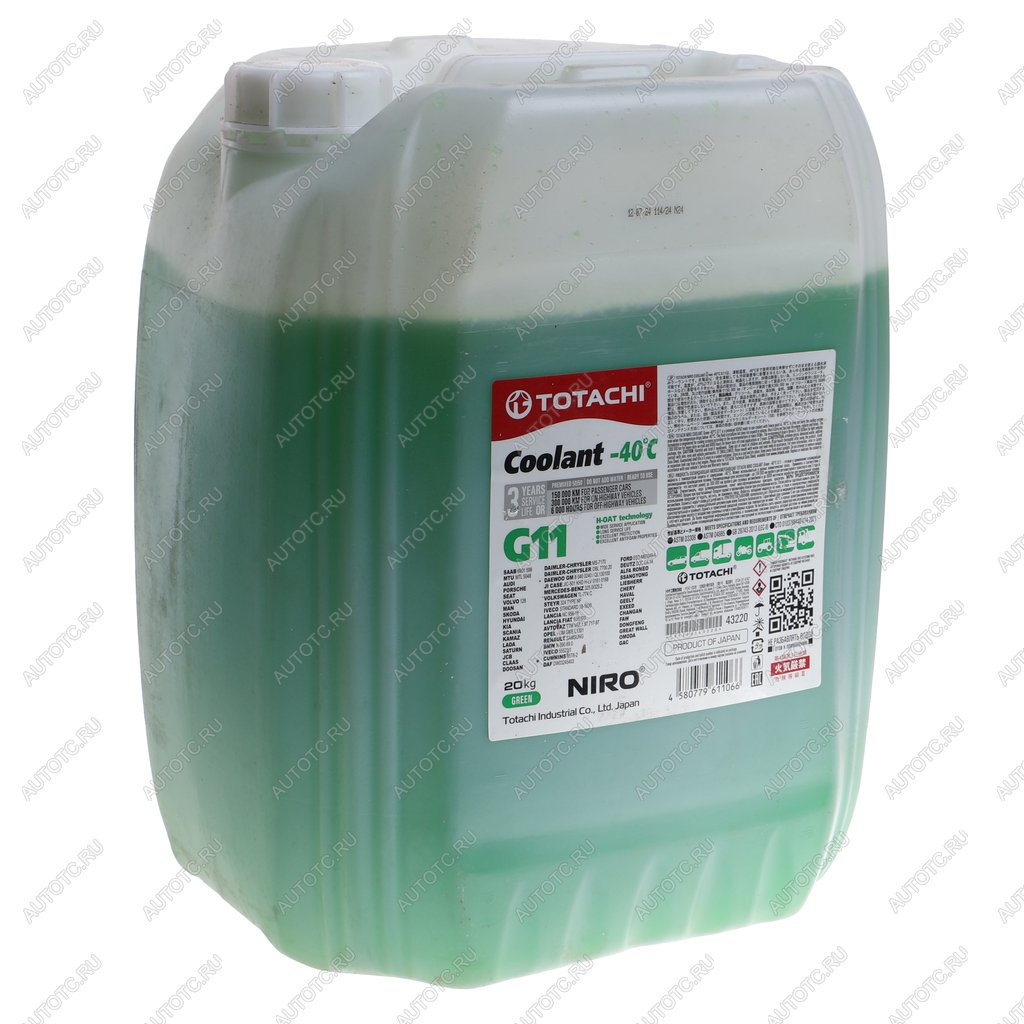 3 479 р. Антифриз зеленый -40C 20кг G11 NIRO Coolant TOTACHI TOTACHI 43220  с доставкой в г. Воронеж