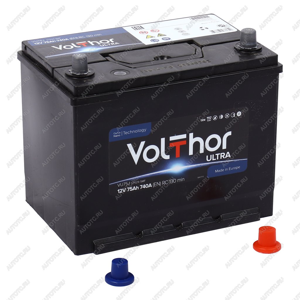 12 199 р. Аккумулятор VOLTHOR Ultra 75Ач обратная полярность VOLTHOR 6ст75(0) 57529 d26  с доставкой в г. Воронеж