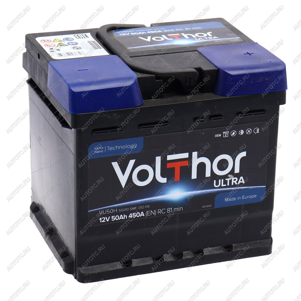 8 599 р. Аккумулятор VOLTHOR Ultra 50Ач обратная полярность VOLTHOR 6ст50(0) 55010  с доставкой в г. Воронеж