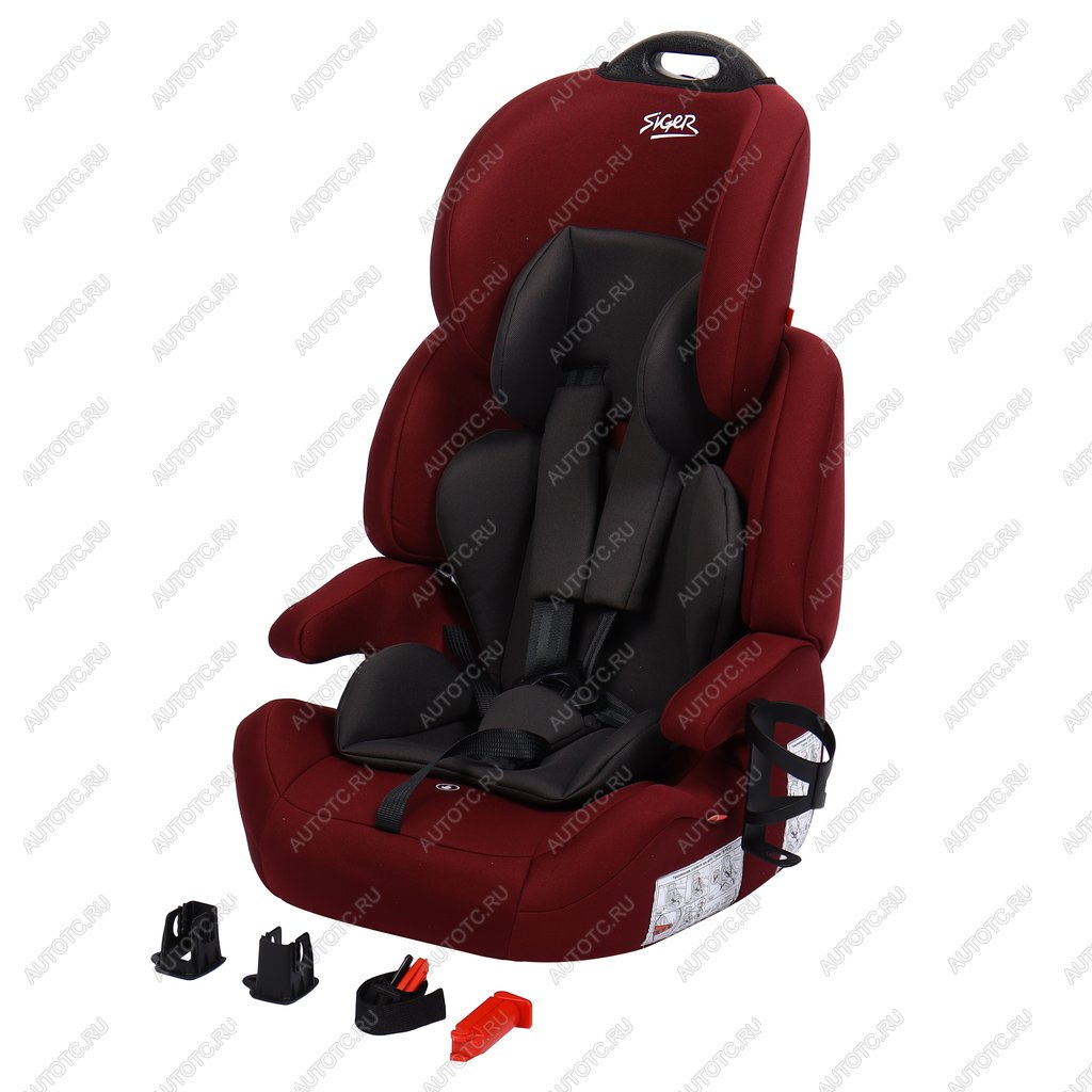 10 649 р. Автокресло детское 9-36кг (I-II-III) 1-12лет вишня люкс Isofix Стар SIGER SIGER kres4028  с доставкой в г. Воронеж