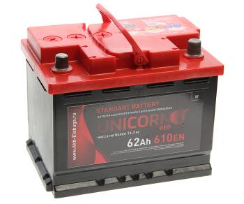 Аккумулятор UNICORN Red EFB 62Ач обратная полярность UNICORN 6ст62(0)