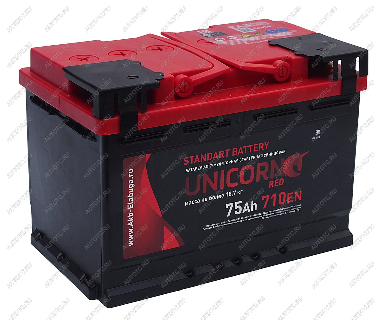 10 199 р. Аккумулятор UNICORN Red EFB 75Ач обратная полярность UNICORN 6ст75(0)  с доставкой в г. Воронеж