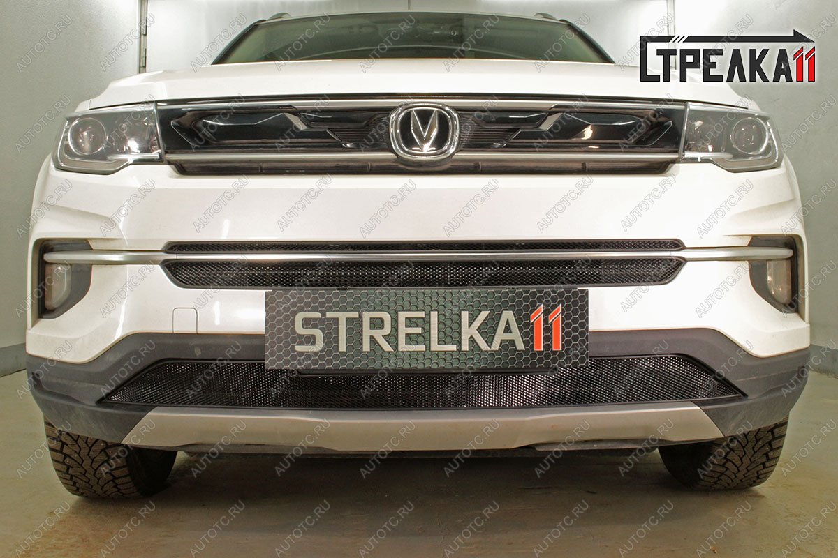 2 899 р. Защитная сетка решетки радиатора (низ) Стрелка11  Changan CS35 Plus (2018-2022) дорестайлинг (черная)  с доставкой в г. Воронеж