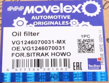 769 р. Фильтр масляный SITRAK HOWO дв.D12 MOVELEX MOVELEX vg1246070031-mx  с доставкой в г. Воронеж. Увеличить фотографию 9