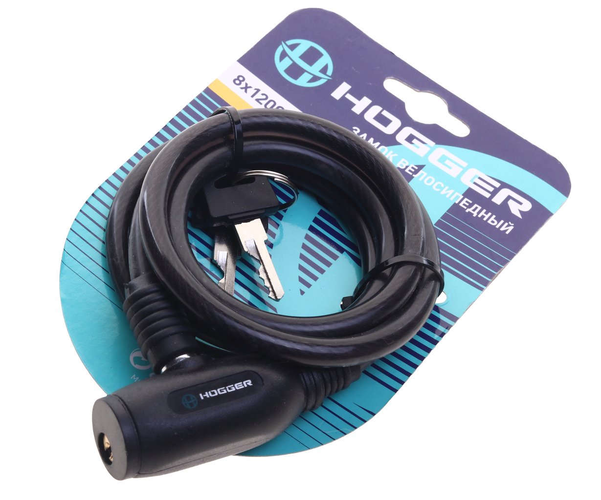 389 р. Замок велосипедный 1200х8 трос черный HOGGER HOGGER hg102.103  с доставкой в г. Воронеж