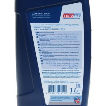 1 439 р. Масло моторное CLEANTEC C4 5W30 синт.1л EUROLUB EUROLUB 220001  с доставкой в г. Воронеж. Увеличить фотографию 3
