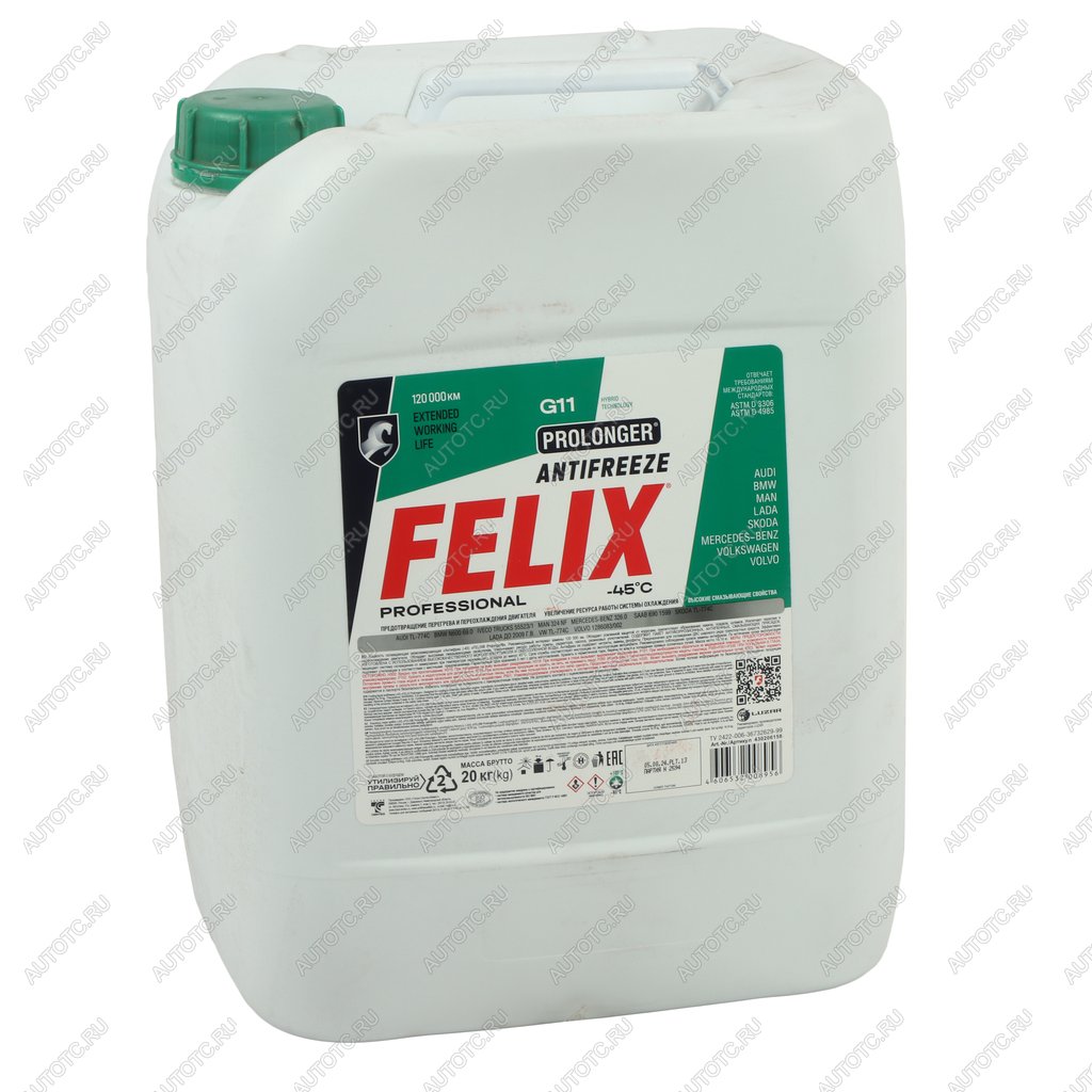 4 199 р. Антифриз зеленый -40C 20кг G11 Prolonger HOAT FELIX  с доставкой в г. Воронеж