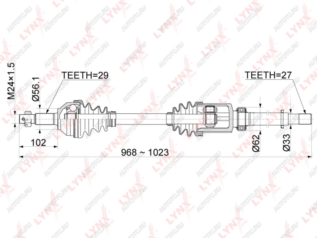 10 249 р. Вал привода NISSAN X-Trail передний правый LYNX  с доставкой в г. Воронеж