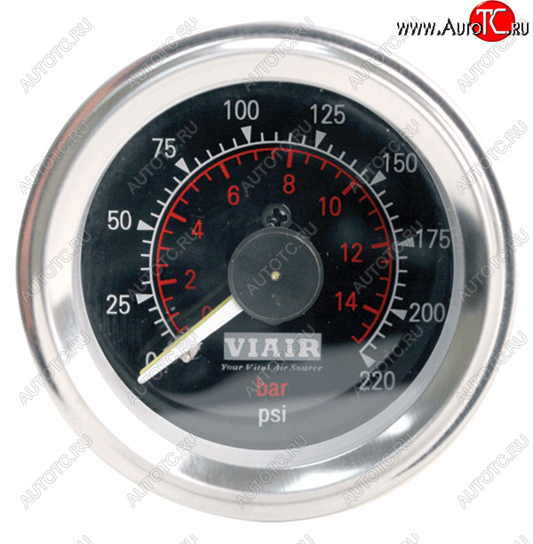 5 799 р. Манометр VIAIR 2 220 PSI, 2 контура, с подсветкой, черный Viair 90080  с доставкой в г. Воронеж