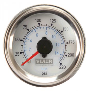 5 799 р. Манометр VIAIR 2 220 PSI, 2 контура, с подсветкой, белый Viair 90081  с доставкой в г. Воронеж. Увеличить фотографию 1