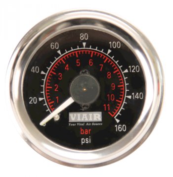 5 799 р. Манометр VIAIR 2 160 PSI, 2 контура, с подсветкой, черный Viair 90082  с доставкой в г. Воронеж. Увеличить фотографию 1