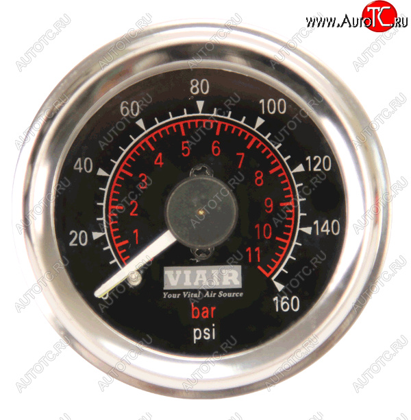 5 799 р. Манометр VIAIR 2 160 PSI, 2 контура, с подсветкой, черный Viair 90082  с доставкой в г. Воронеж