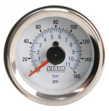 5 799 р. Манометр VIAIR 2 160 PSI, 2 контура, с подсветкой, белый Viair 90083  с доставкой в г. Воронеж. Увеличить фотографию 1