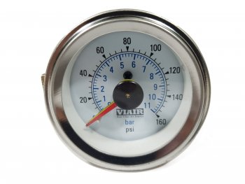 5 799 р. Манометр VIAIR 2 160 PSI, 2 контура, с подсветкой, белый Viair 90083  с доставкой в г. Воронеж. Увеличить фотографию 6