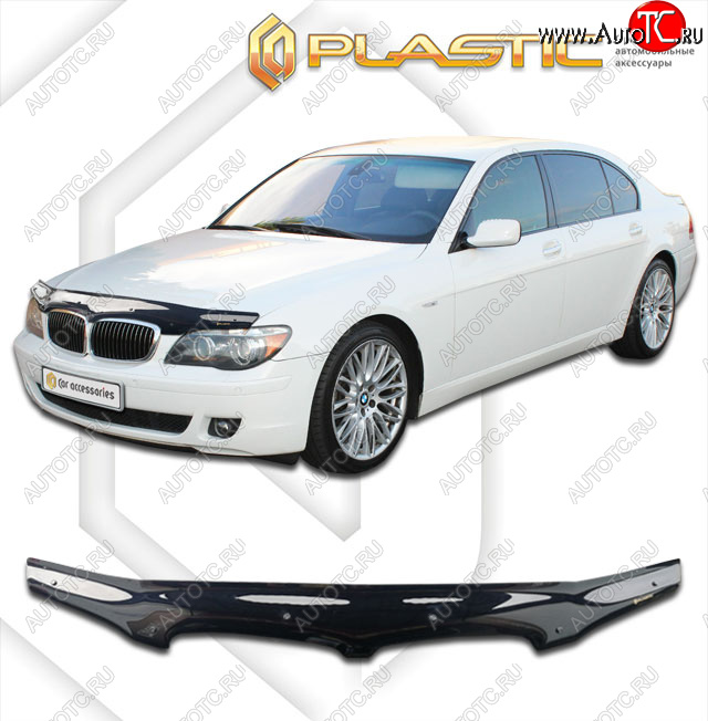 2 159 р. Дефлектор капота CA-Plastic  BMW 7 серия  E65,E66, E67, E68 (2005-2008) рестайлинг, седан (classic черный, без надписи)  с доставкой в г. Воронеж