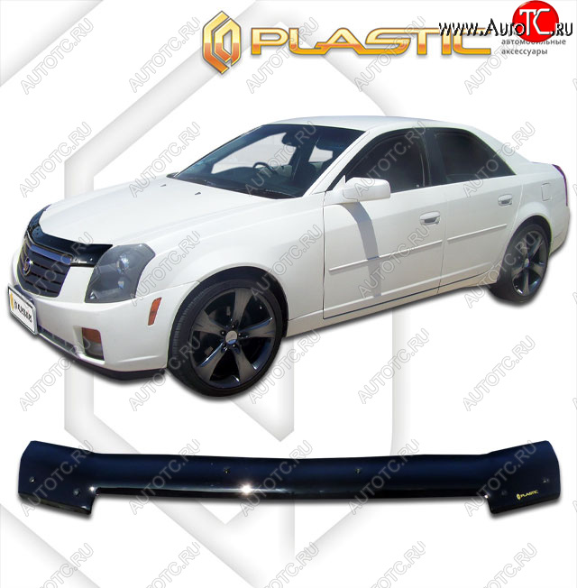 2 079 р. Дефлектор капота CA-Plastic Cadillac CTS седан (2002-2007) (classic черный, без надписи)  с доставкой в г. Воронеж