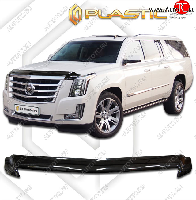 2 159 р. Дефлектор капота CA-Plastic  Cadillac Escalade  GMTK2 джип 5 дв. (2015-2020) короткая база (classic черный, без надписи)  с доставкой в г. Воронеж