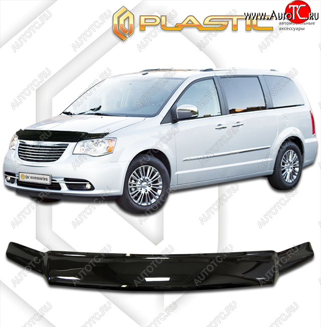 2 159 р. Дефлектор капота CA-Plastic  Chrysler Grand Voyager (2011-2016)  рестайлинг (classic черный, без надписи)  с доставкой в г. Воронеж