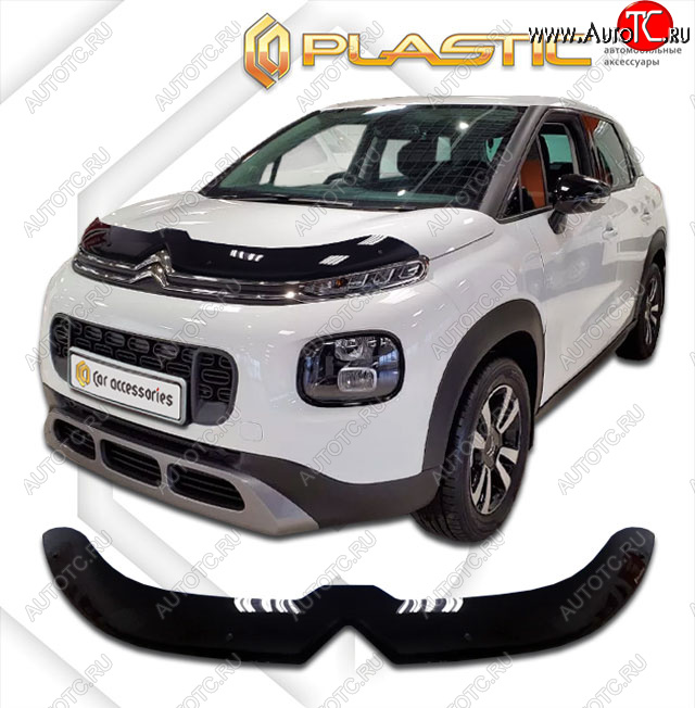 2 079 р. Дефлектор капота CA-Plastic  CITROEN C3 Aircross (2017-2021) дорестайлинг (classic черный, без надписи)  с доставкой в г. Воронеж