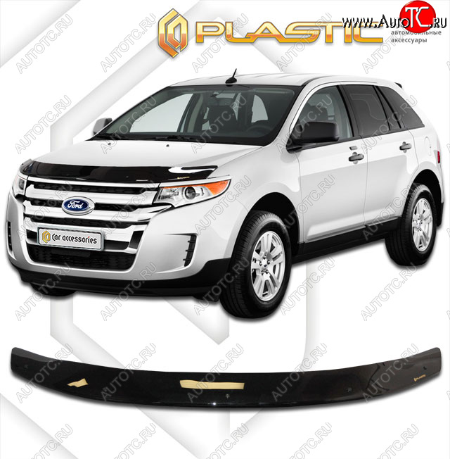 1 999 р. Дефлектор капота CA-Plastic  Ford Edge  U387 (2011-2015) рестайлинг (classic черный, без надписи)  с доставкой в г. Воронеж