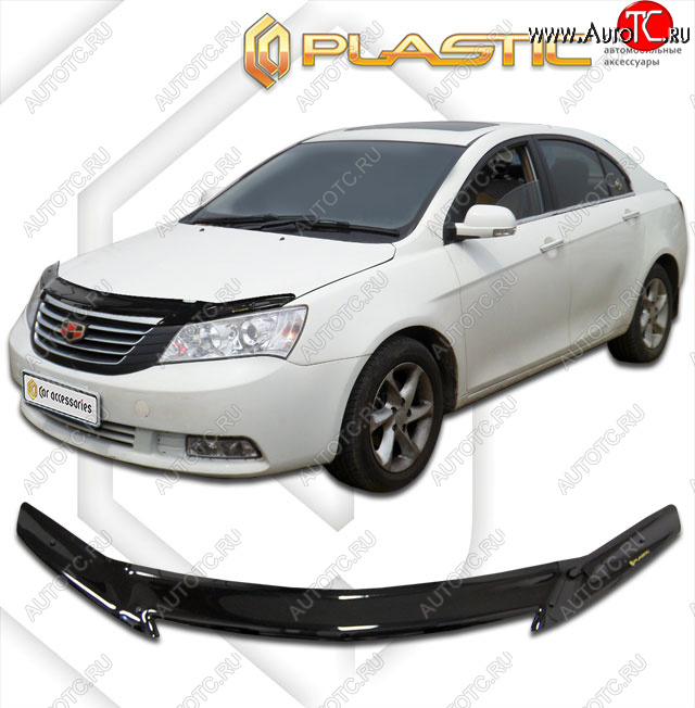 2 079 р. Дефлектор капота CA-Plastic  Geely Emgrand EC7 (2009-2018) седан дорестайлинг, седан 1-ый рестайлинг (classic черный, без надписи)  с доставкой в г. Воронеж