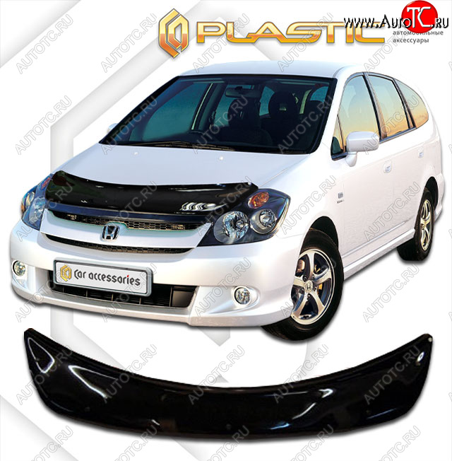 2 159 р. Дефлектор капота CA-Plastic  Honda Stream  1 RN2,RN4, RN1, RN3, RN5 (2003-2006) рестайлинг (classic черный, без надписи)  с доставкой в г. Воронеж