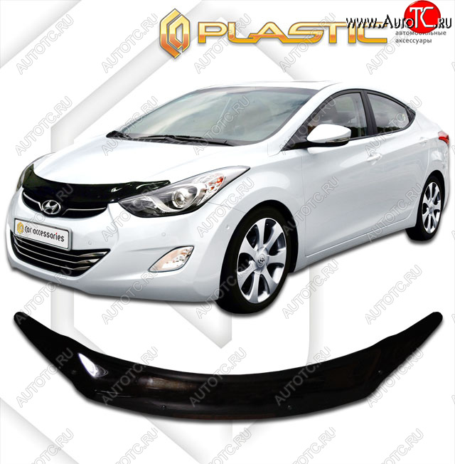 1 999 р. Дефлектор капота CA-Plastic  Hyundai Avante (2010-2013) (classic черный, без надписи)  с доставкой в г. Воронеж