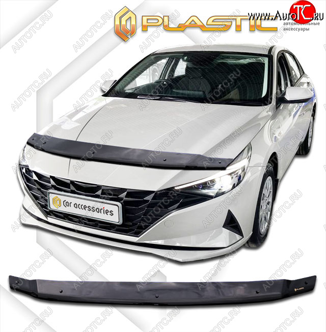 1 899 р. Дефлектор капота CA-Plastic  Hyundai Elantra  CN7 (2020-2023) (classic черный, без надписи)  с доставкой в г. Воронеж
