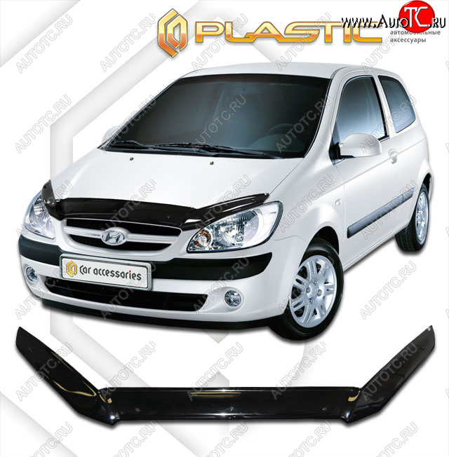1 899 р. Дефлектор капота CA-Plastic  Hyundai Getz  TB (2005-2011) хэтчбэк 3 дв. рестайлинг (cерия Сlassic черный, без надписи)  с доставкой в г. Воронеж