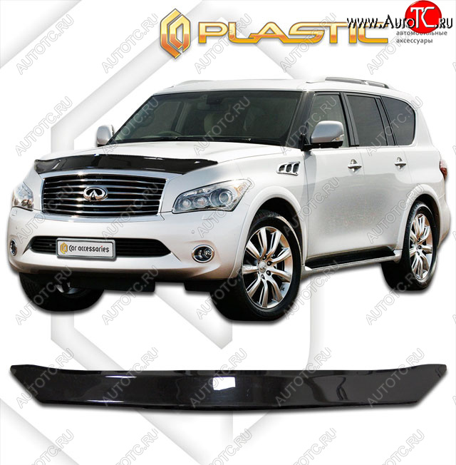 1 999 р. Дефлектор капота CA-Plastic  INFINITI QX56  Z62 (2010-2013) (cерия Сlassic черный, без надписи)  с доставкой в г. Воронеж