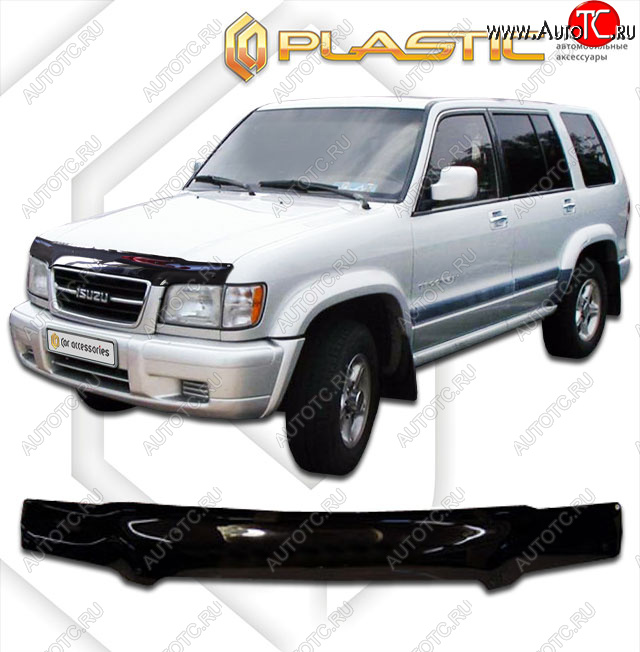 2 079 р. Дефлектор капота CA-Plastic  Isuzu Bighorn  UBS26GW,UBS73GW (1998-2002) 5 дв. 3-ий рестайлинг (classic черный, без надписи)  с доставкой в г. Воронеж