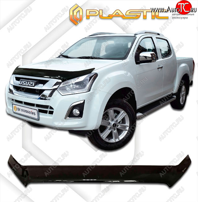 2 159 р. Дефлектор капота CA-Plastic  Isuzu D-Max  RT85,TFR ExtendedCab (2015-2021) рестайлинг (classic черный, без надписи)  с доставкой в г. Воронеж