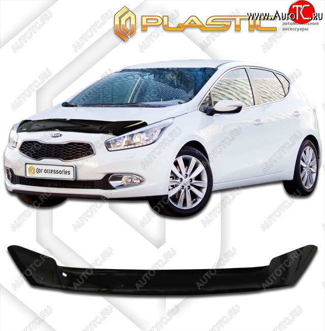 1 999 р. Дефлектор капота CA-Plastic  KIA Ceed  2 JD (2015-2018) рестайлинг, хэтчбэк (classic черный, без надписи)  с доставкой в г. Воронеж