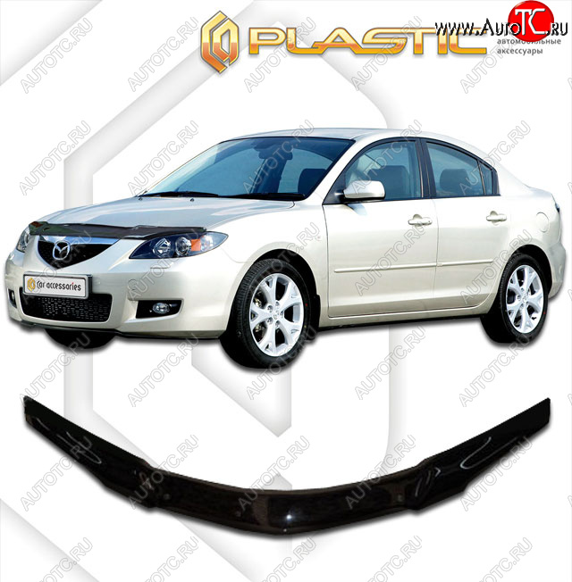 2 159 р. Дефлектор капота CA-Plastic Mazda 3/Axela BK дорестайлинг седан (2003-2006) (Classic черный)  с доставкой в г. Воронеж