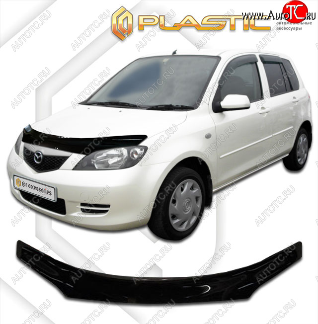 1 999 р. Дефлектор капота CA-Plastic  Mazda Demio  2 DY (2002-2005) дорестайлинг (classic черный, без надписи)  с доставкой в г. Воронеж