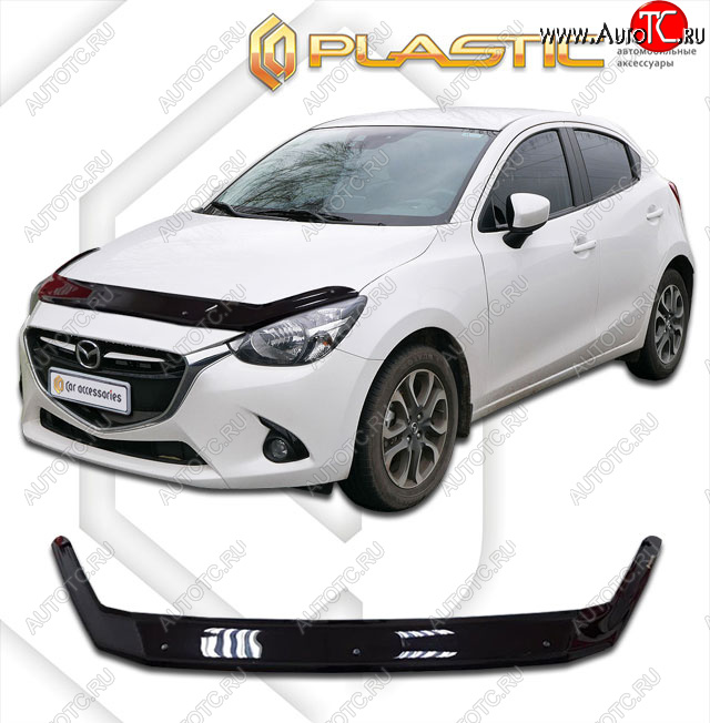 1 999 р. Дефлектор капота CA-Plastic  Mazda Demio  4 DJ (2014-2019) (classic черный, без надписи)  с доставкой в г. Воронеж