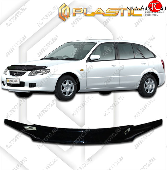 1 999 р. Дефлектор капота CA-Plastic  Mazda 323/Familia  седан (2000-2004) BJ рестайлинг (classic черный, без надписи)  с доставкой в г. Воронеж
