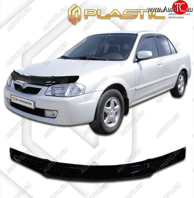 1 999 р. Дефлектор капота CA-Plastic  Mazda Familia  седан (1996-1999) BH рестайлинг (classic черный, без надписи)  с доставкой в г. Воронеж