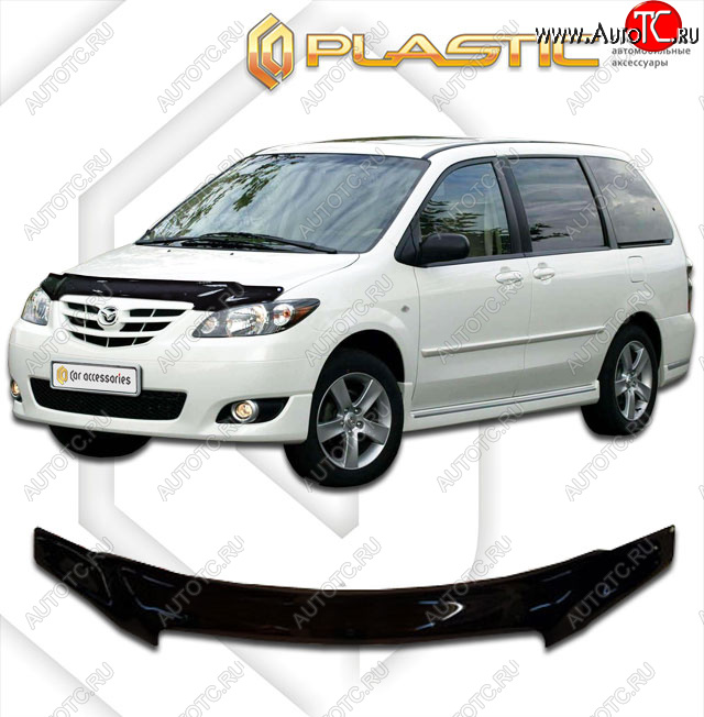 2 159 р.  Дефлектор капота CA-Plastic  Mazda MPV  LW (2003-2006) 2-ой рестайлинг (cерия Сlassic черный, без надписи)  с доставкой в г. Воронеж